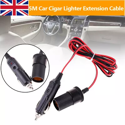 £5.99 • Buy 5M Car Cigarette Lighter 12V Extension Cable Adapter Socket Charger Lead New UK