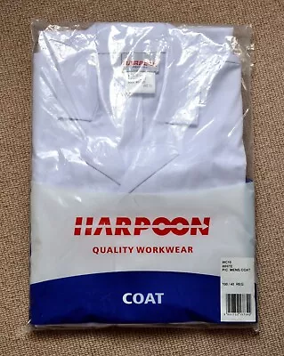 NEW - HARPOON White Unisex Lab Coat - Men's Medium 100cm / 40  - Science Hygiene • £12.99