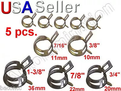  5 Pcs Motorcycle Gas Fuel Line Vacuum Hose Spring Squeeze Clamps 7/16 3/4 7/8 • $6.99