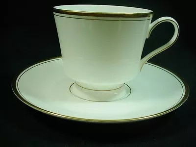 Mikasa Bone China Wheaton 7 Footed Cups & 12 Saucers  A1-102 White/Gold Trim  • $69.95