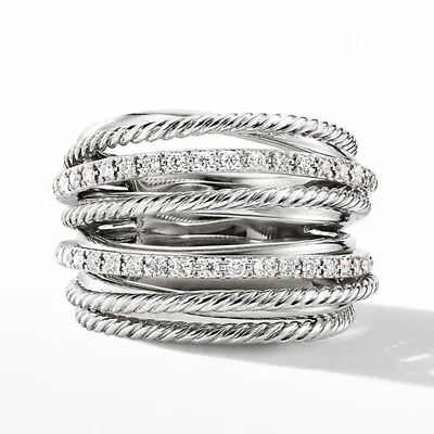 $2.18 • Buy Cubic Zircon Ring Creative Women Wedding Jewelry 925 Silver Filled Ring Sz 6-10