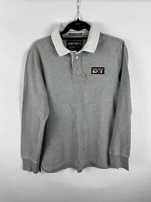 Mens Quba Sails Long Sleeve Polo Shirt Grey Size Small • £14.99