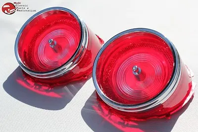 65 Chevy Impala Tail Lamp Light Lens Chrome Trim Ring Center Tip Pair New • $71.70