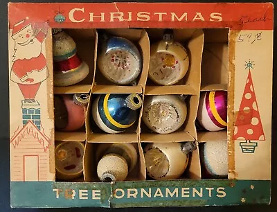 11 Vintage Mercury Glass Christmas Ornaments Indents Bells Shiny Brite Poland • $14.95