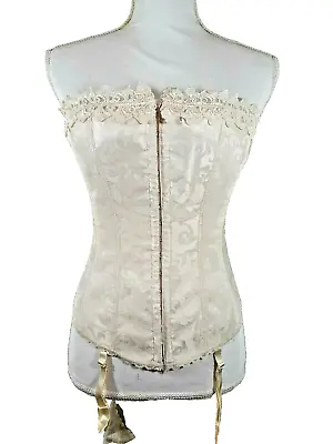 Fredrick's Of Hollywood Corset - Beige Silk Boning Size 34 - Style 7005 Vintage • $49.95