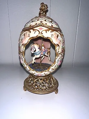 Franklin Mint House Of Faberge Musical Carousel Egg 24k Gold Accented • $290