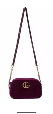 $1750 • Buy Gucci Purple Velvet Small Gg Marmont 2.0 Shoulder Bag