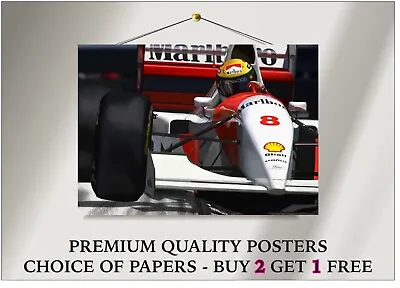 Ayrton Senna McLaren Marlboro F1 Car Art Large Poster Print Gift A0 A1 A2 A3 A4 • £25.75