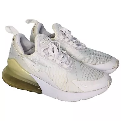 NIKE Kids Air Max 270 Size Youth 4 / EUR 36 White Running Shoes 943345-103 • $49