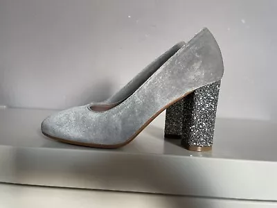 POLLINI Women’s Shoes (EU 35) Courts Grey Velvet Silver Glitter • £64.99