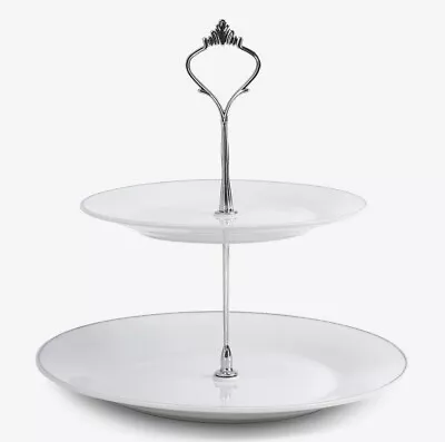 2 Tier Porcelain Cupcake Stand Ceramic Dessert Cake Stand Flying Tiger Kagefad • $14.99