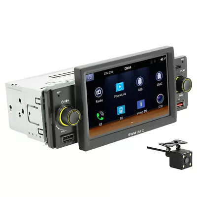 5in MP5 Player Car Radio Bluetooth FM Receiver Audio Head Unit W/Rear Camera Kit • $82.36