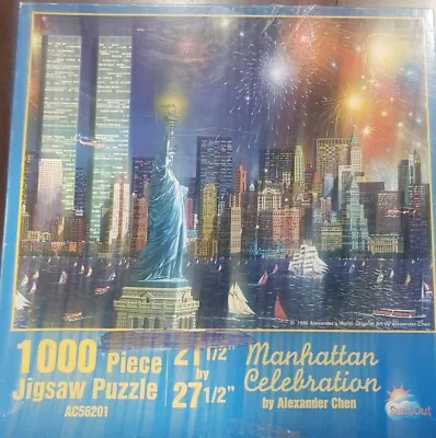 SunsOut 1000 Pc Puzzle 1996 Manhattan Celebration Twin Towers Statue Liberty • $16.30