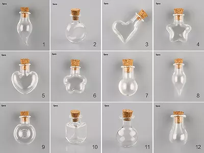 5PCS Lovely Clear Mini Small Wishing Drift Container Bottle Vial Corks Glass  • $1.93