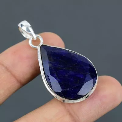 Blue Sapphire Silver Pendant 925 Sterling Silver Pendant Handmade Gemstone • $11.17
