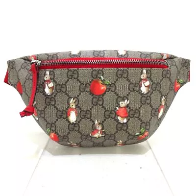 Auth GUCCI Peter Rabbit X GUCCI Belt Bag/GG Supreme 502095 Beige Red Multi PVC • $410