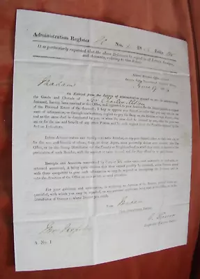 1853 Original Inland Revenue Rates Of Duty On The Estate Of Sir Charles Alston • $12.43