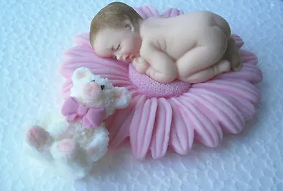 Edible Baby And Flower Christening / Birthday Cake Decoration Topper • £10.95