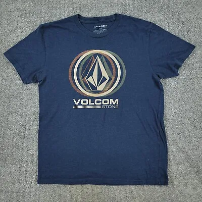 Volcom Shirt Men Large Blue Stone Logo Spell Out Graphic Tee Short Sleeve Adult • $7.99