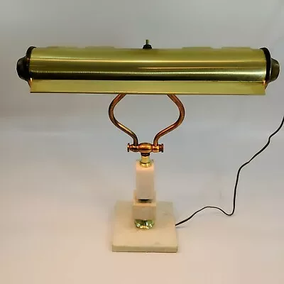 Vtg Italian Marble Brass Piano Bankers Lamp Adjustable Italy Tested Working  • $37.99