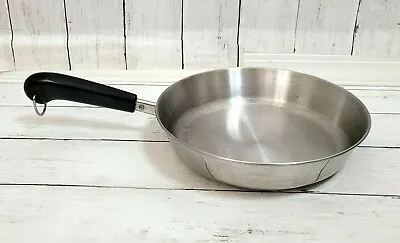 Vintage Revere Ware 9 Inch Skillet Frying Pan Stainless NO LID Thick Bottom Ring • $10.80