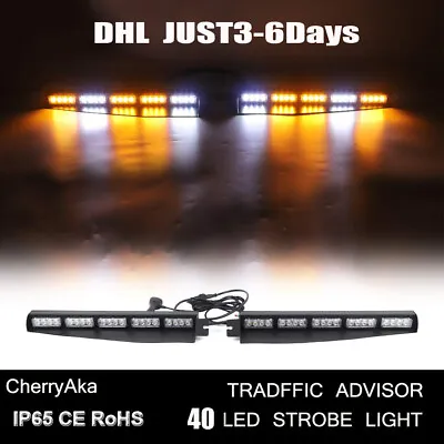 34  40 LED Emergency Warning Visor Mount Dash Flash Strobe Light Bar Amber White • $100