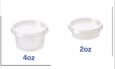 2oz & 4oz Sauce Pots With Lids Round Food Containers Deli Pots Plastic Sauce Pot • £9.99