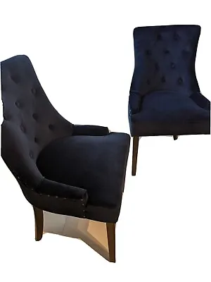 $300 • Buy Navy Blue Velvet Dining Chairs - Temple & Webster (Like New)