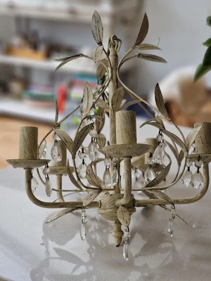 £45 • Buy Pair Laura Ashley Chandelier Lavenham 5 Arm Ceiling Fixing With Crystal Droplets
