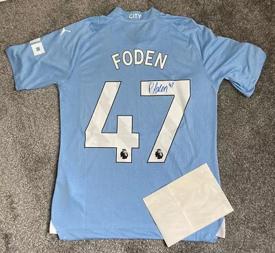 Phil Foden #47 Manchester City 2023 Hand Signed Football Shirt With COA • £275