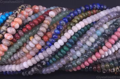 Natural Gemstones Rondelle Spacer Loose Beads 4mm X 6mm 5mm X 8mm Stone 15.5” • $6.58