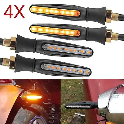 4x Flowing LED Motorcycle Turn Signals Light Blinker Indicator Tail Lights Amber • $8.68