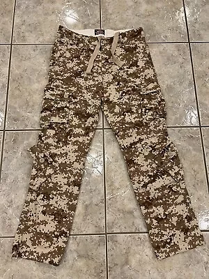 Mens 34X32 Matchstick Cargo Military Pants Drawstrings Digi Camo Brown Desert • $19.99