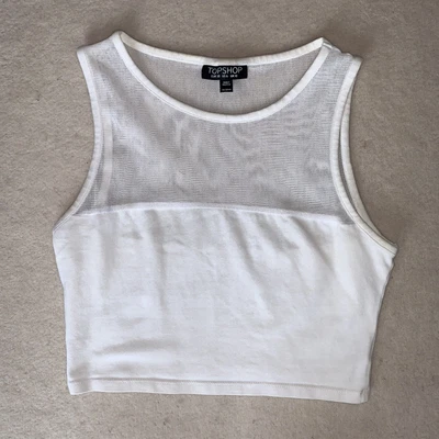 £8.99 • Buy Topshop White Mesh Crop Top/Tee