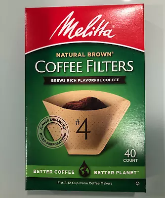 Melitta #4 Natural Brown Unbleached Coffee Filters (40ct) • $9.79
