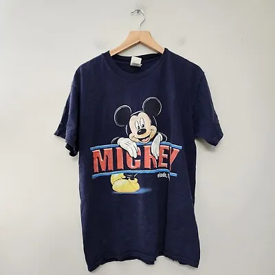 Vintage Mickey Mouse Double Sided Disney T Shirt 90s Florida Blue Tee Medium  • $22.95