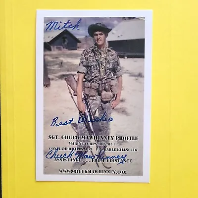 Charles Mawhinney Vietnam USMC Sniper 103 Kills Signed 4x6 Photo Mitch • $34.99