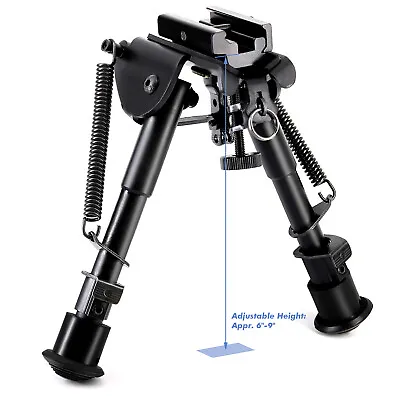 Rifle Bipod 6-9Inch Adjustable Picatinny Bipod With Adapter For Hunting Shooting • £19.99