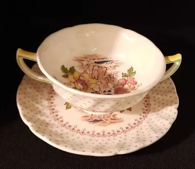 $7.79 • Buy Set Of Vintage Royal Doulton Grantham Cream Soup Bowl With Underplate Saucer