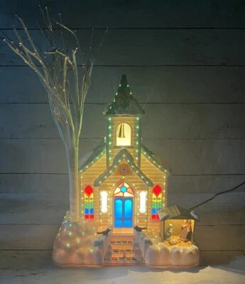 $32.50 • Buy Vintage Avon Holiday Splendor Lighted Fiber Optic Church -Christmas Village