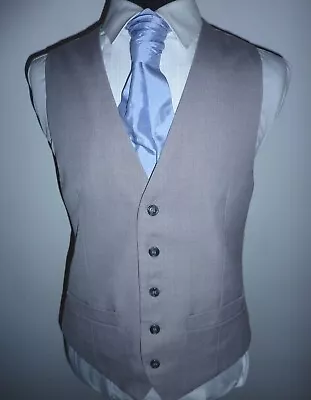 Men's Grey Waistcoat Vest Groom Best Man Wedding Cruise Suit Prom • £8.95