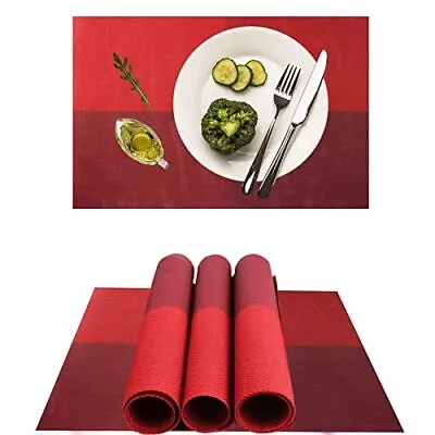 Placemats Set Of 4 Vinyl Placemats For Dining Table Heat 4PCS 12 Wx16 L 4 Red • $11.37