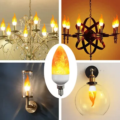 E14 E12 LED Flame Effect Light Bulbs Flicker Candle Bulbs Simulated Decor Lamp • £10.55