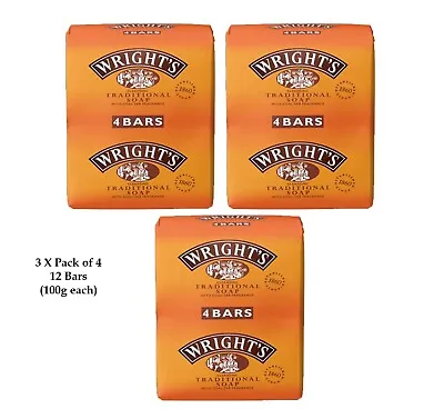 12 X Wrights Coal Tar Soap 100g Bar Traditional Antiseptic All Skin Types • £15.99