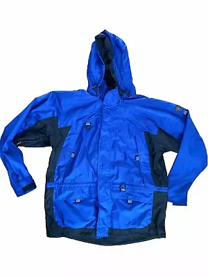 Stearns Dry Wear Jacket Men's XL Waterproof Raincoat Blue  Hooded Multi Pocket • $29.70