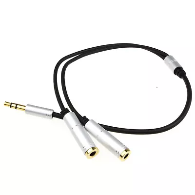 PRO OFC 3.5mm Stereo Jack AUX/Headphone Splitter TPE Cable Lead Gold 20cm • £3.22