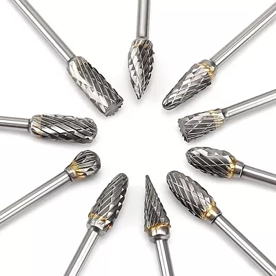 10PCS Rotary Burrs Tungsten Carbide Metal Steel Burr Drill Bits For Dremel Tool • $15.79