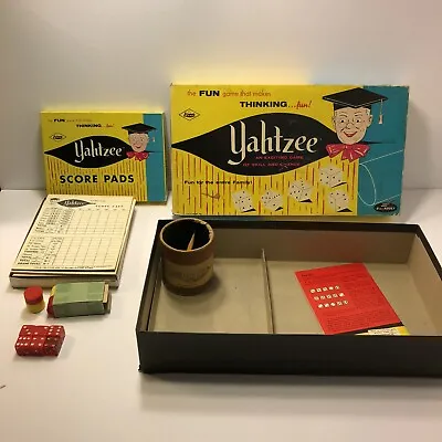 Vintage Yahtzee 1956 1961 1967 Lowe Game W Original Box • $24.99