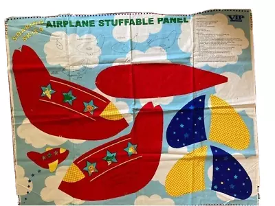 Airplane Stuffable Fabric Panel 44  X 35  Cut & Sew Cranston VIP Vintage • $7.50