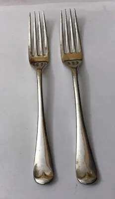 Vtg 2 Daniel & Arter D&A 17.5cm Silver Plate Old English Dinner Forks Cutlery • £10